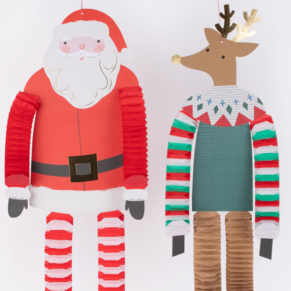 Long Legged Santa & Reindeer Decorations