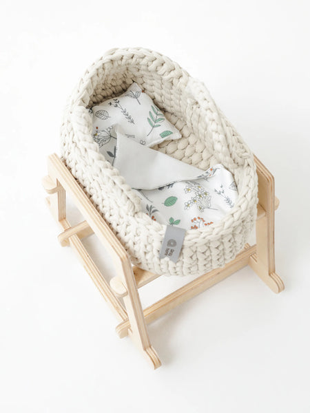 Mini Doll Moses Basket w/Rocking Stand - Where The Sidewalk Ends Toy Shop