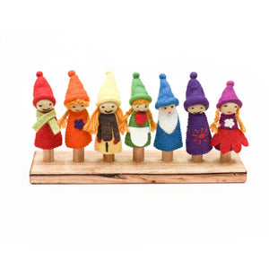 Rainbow Colourful Gnomes Finger Puppet Set - Where The Sidewalk Ends Toy Shop