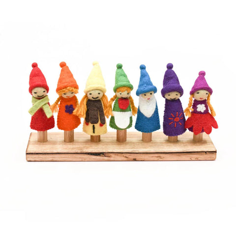 Rainbow Colourful Gnomes Finger Puppet Set - Where The Sidewalk Ends Toy Shop