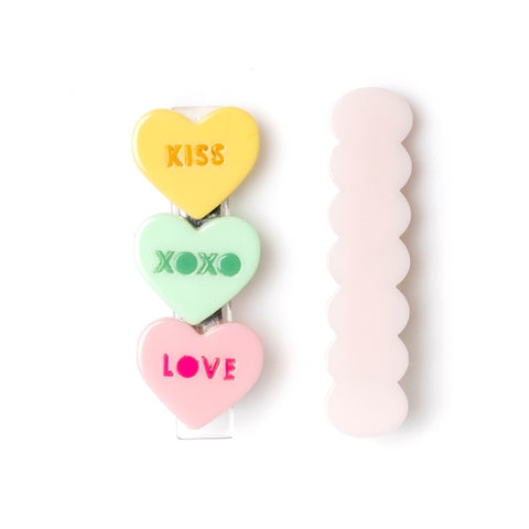 Multi Candy Heart Pastel Shades Alligator Clips - Where The Sidewalk Ends Toy Shop