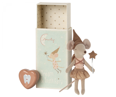 Tooth Fairy Mouse in Matchbox - Rose - Where The Sidewalk Ends Toy Shop