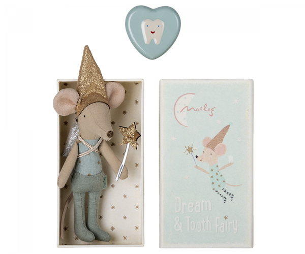 Tooth Fairy Mouse in Matchbox -Blue - Where The Sidewalk Ends Toy Shop