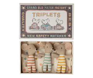 Triplets, Baby mice in matchbox - Where The Sidewalk Ends Toy Shop