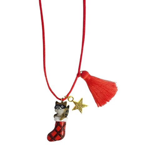 "Holiday Raccoon" Necklace - Where The Sidewalk Ends Toy Shop