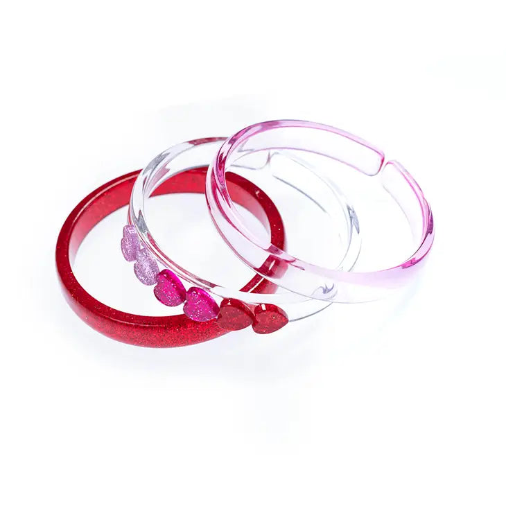 Heart Red+Pink Mix Bangle Set/3 - Where The Sidewalk Ends Toy Shop