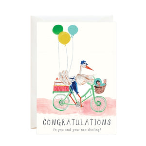 A Very Chic Stork - Greeting Card - Where The Sidewalk Ends Toy Shop