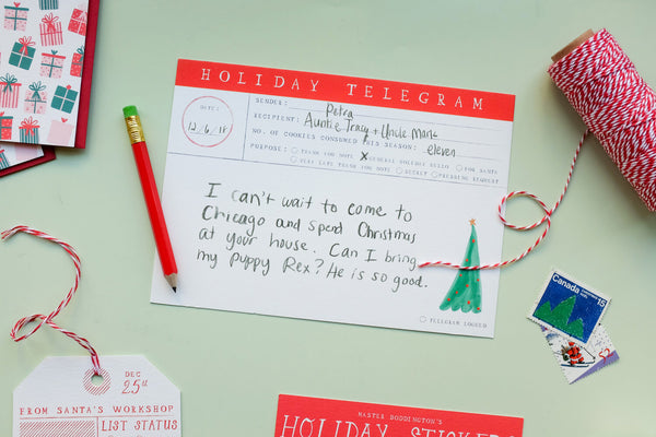 Holiday Telegram Thank You Postcards - Where The Sidewalk Ends Toy Shop