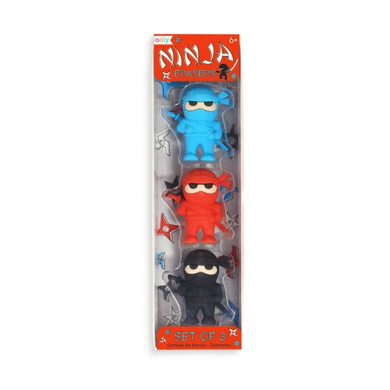 Ninja Erasers - Set of 3 - Where The Sidewalk Ends Toy Shop