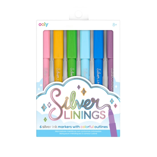 Silver Linings Outline Markers - Set of 6 - Where The Sidewalk Ends Toy Shop