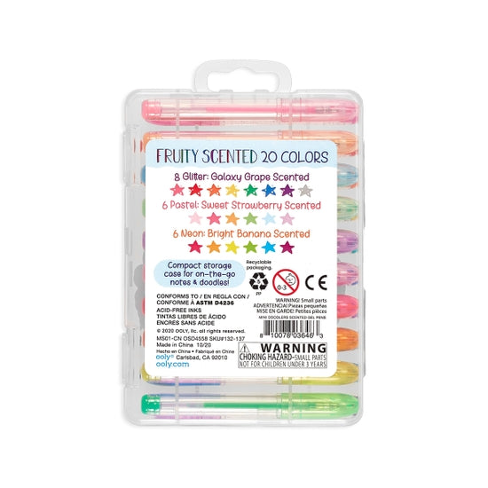 Mini Doodlers Fruity Scented Gel Pens - Set of 20 - Where The Sidewalk Ends Toy Shop