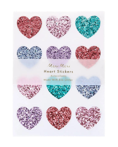 Rainbow Glitter Heart Stickers (x 8 sheets) - Where The Sidewalk Ends Toy Shop