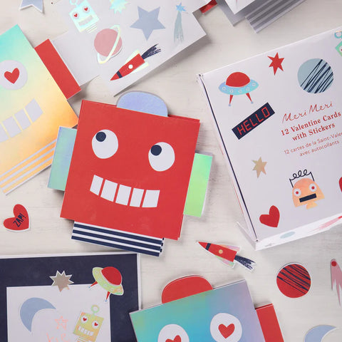 Robot Concertina Valentine Cards & Stickers - Where The Sidewalk Ends Toy Shop
